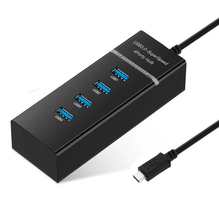 30cm USB-C / Type-C 3.1 Male to 4-Port USB 3.0 Adapter Hub, For Galaxy S8 & S8 + / LG G6 / Huawei P10 & P10 Plus / Xiaomi Mi 6 & Max 2 and other Smartphones(Black) - Image 2