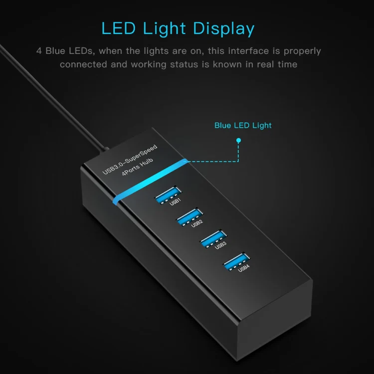 30cm USB-C / Type-C 3.1 Male to 4-Port USB 3.0 Adapter Hub, For Galaxy S8 & S8 + / LG G6 / Huawei P10 & P10 Plus / Xiaomi Mi 6 & Max 2 and other Smartphones(Black) - Image 4