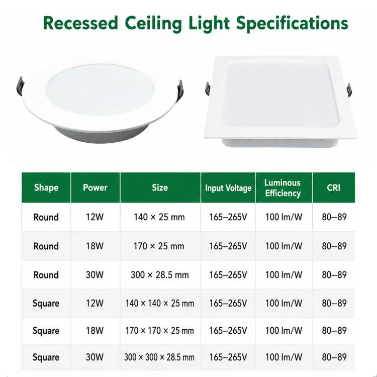 30W Round 6500K Recessed LED Panel Downlight Flat Can Light Full Plastic Insulated Ceiling Lamp - Image 8