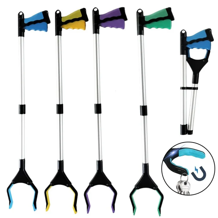 31.9 Inch Magnetic Foldable Litter Reachers Pickers Extra Long Grabber Stick(Blue) - Image 2