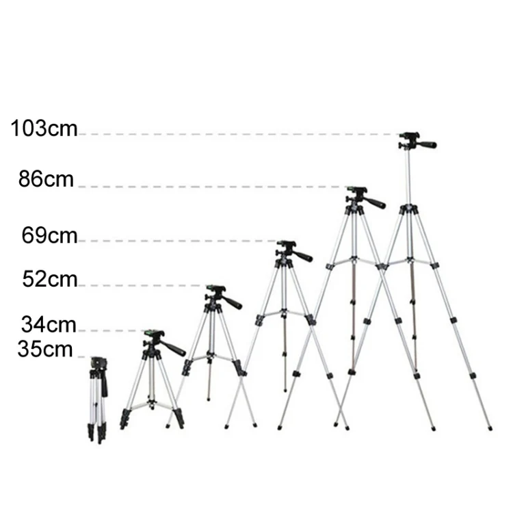 3120 Live Broadcast Tripod 4-Section Folding Legs Aluminum Alloy Tripod Mount with U-Shape Three-Dimensional Tripod Head for DSLR & Digital Camera, Adjustable Height: 34-103cm(Silver) - Image 3