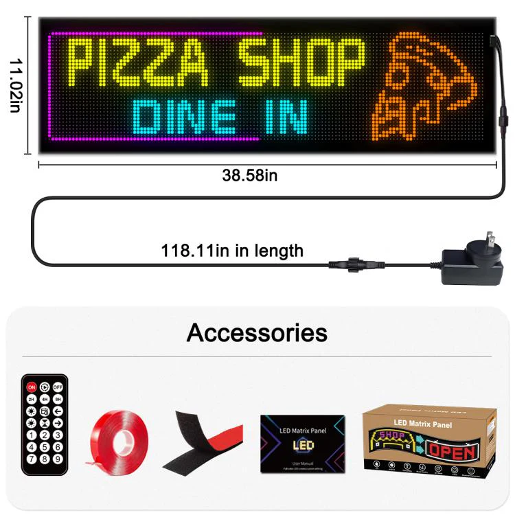 32x128 Pixels Dual Row Ultra-Thin LED Flexible Advertising Matrix Display Screen, Size: 98 x 28cm(EU Plug) - Image 11