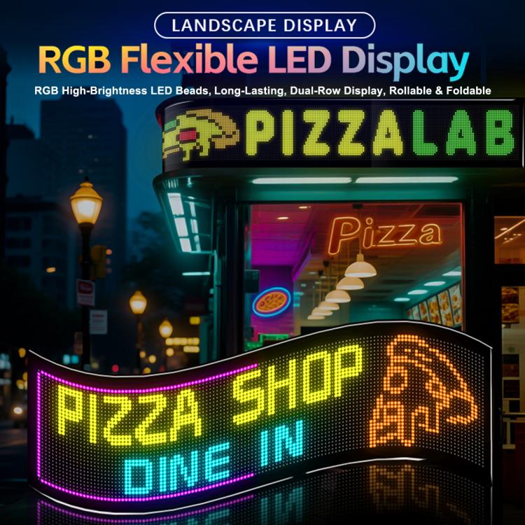 32x128 Pixels Dual Row Ultra-Thin LED Flexible Advertising Matrix Display Screen, Size: 98 x 28cm(UK Plug) - Image 2