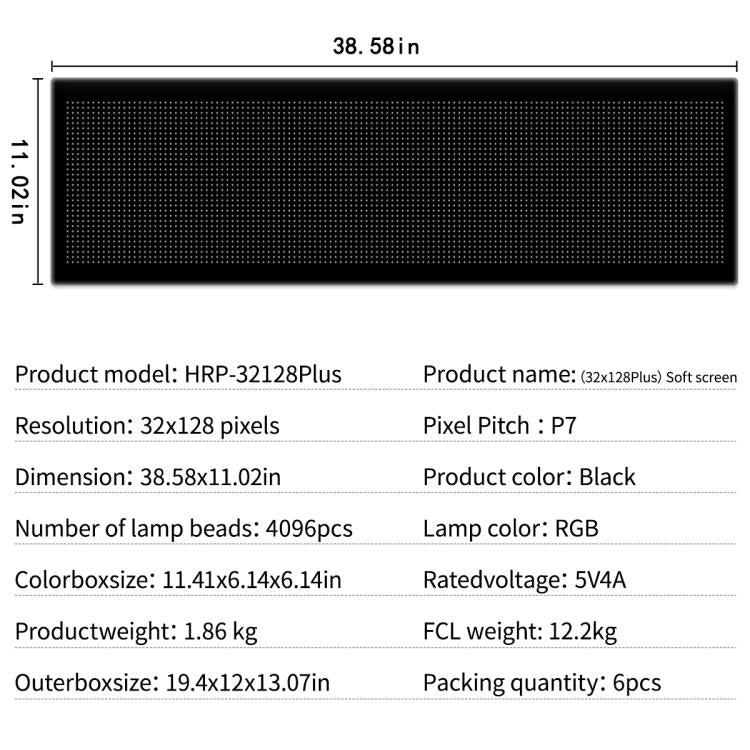 32x128 Pixels Dual Row Ultra-Thin LED Flexible Advertising Matrix Display Screen, Size: 98 x 28cm(US Plug) - Image 10