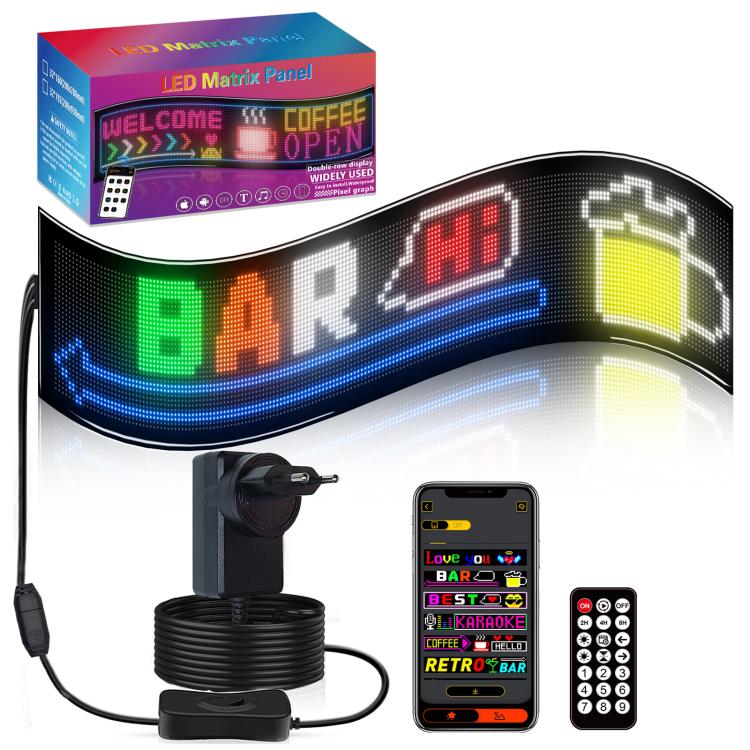 32x192 Pixels Double Row Ultra-Thin Waterproof LED Flexible Advertising Matrix Display Screen(EU Plug)