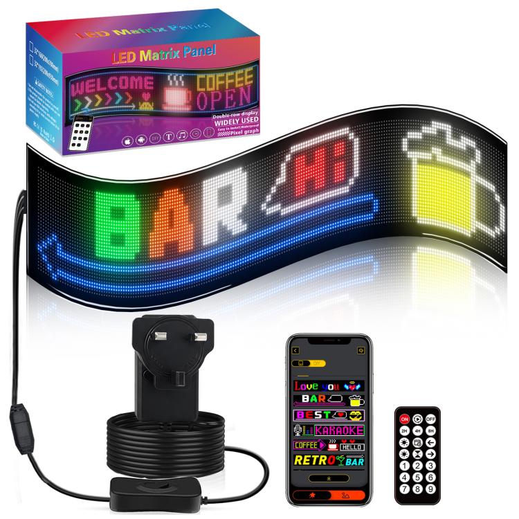 32x192 Pixels Double Row Ultra-Thin Waterproof LED Flexible Advertising Matrix Display Screen(UK Plug)