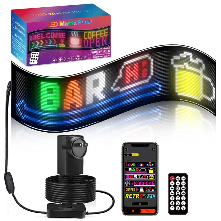 32x192 Pixels Double Row Ultra-Thin Waterproof LED Flexible Advertising Matrix Display Screen(US Plug)