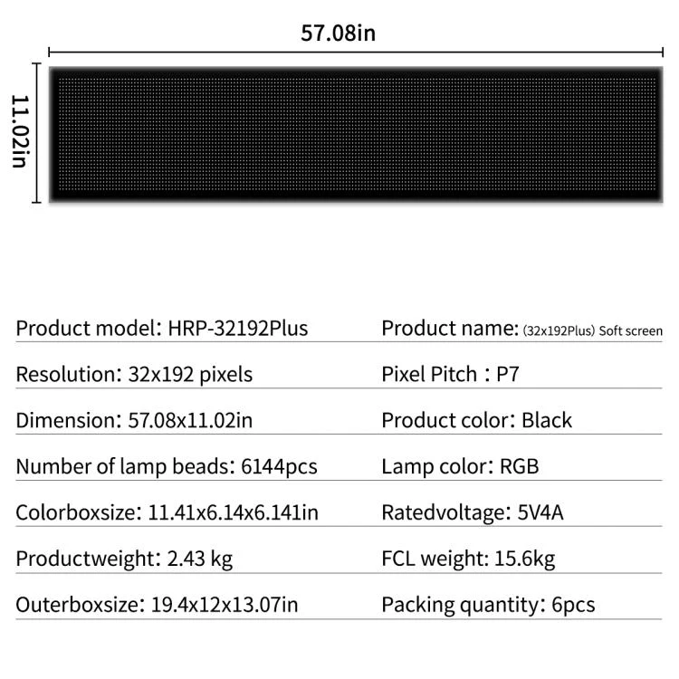 32x192 Pixels Dual Row Ultra-Thin LED Flexible Advertising Matrix Display Screen, Size: 145 x 28cm(EU Plug) - Image 10