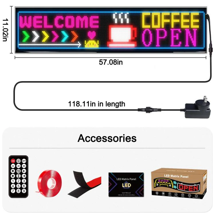 32x192 Pixels Dual Row Ultra-Thin LED Flexible Advertising Matrix Display Screen, Size: 145 x 28cm(EU Plug) - Image 11