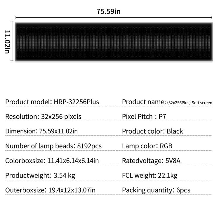 32x256 Pixels Dual Row Ultra-Thin LED Flexible Advertising Matrix Display Screen, Size: 192 x 28cm(EU Plug) - Image 10