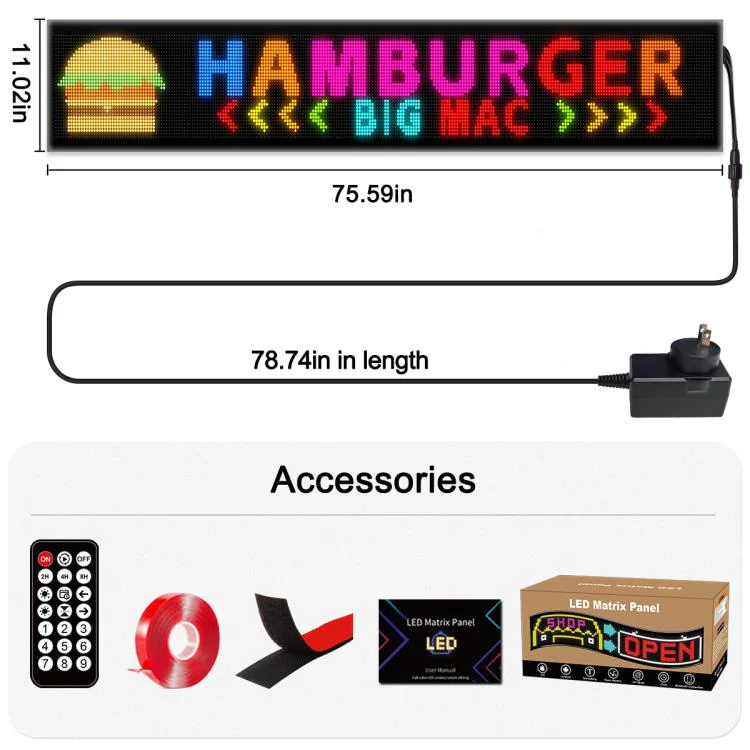 32x256 Pixels Dual Row Ultra-Thin LED Flexible Advertising Matrix Display Screen, Size: 192 x 28cm(EU Plug) - Image 11