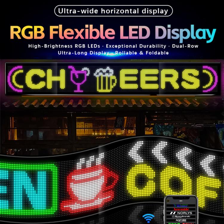 32x256 Pixels Dual Row Ultra-Thin LED Flexible Advertising Matrix Display Screen, Size: 192 x 28cm(UK Plug) - Image 2