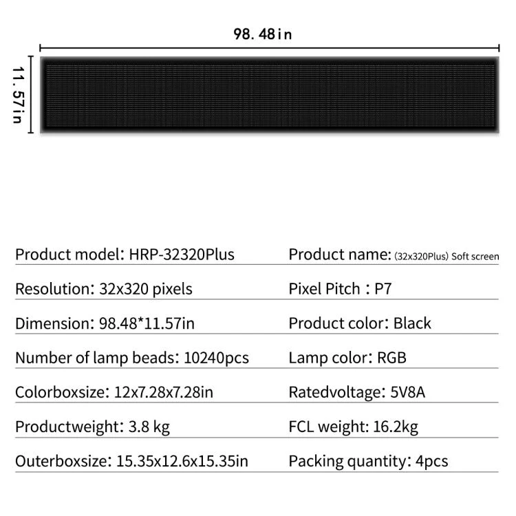 32x320 Pixels Dual Row Ultra-Thin LED Flexible Advertising Matrix Display Screen, Size: 240 x 29.4cm(US Plug) - Image 10
