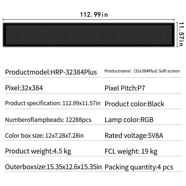 32x384 Pixels Dual Row Ultra-Thin LED Flexible Advertising Matrix Display Screen, Size: 287 x 29.4cm(US Plug) - Image 10
