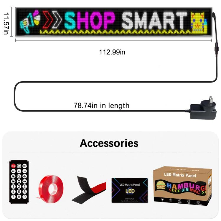 32x384 Pixels Dual Row Ultra-Thin LED Flexible Advertising Matrix Display Screen, Size: 287 x 29.4cm(US Plug) - Image 11