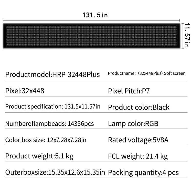 32x448 Pixels Dual Row Ultra-Thin LED Flexible Advertising Matrix Display Screen, Size: 334 x 29.4cm(EU Plug) - Image 10