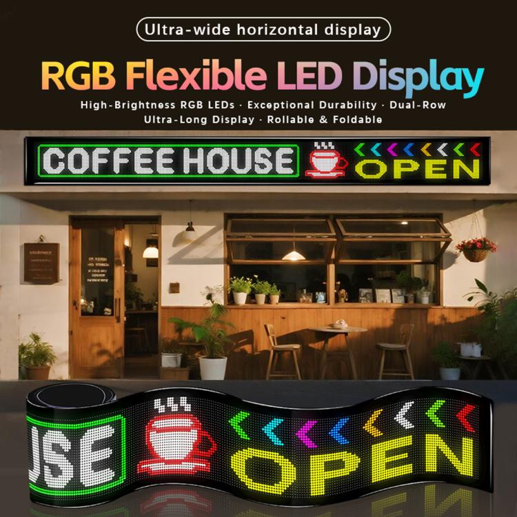 32x448 Pixels Dual Row Ultra-Thin LED Flexible Advertising Matrix Display Screen, Size: 334 x 29.4cm(EU Plug) - Image 2