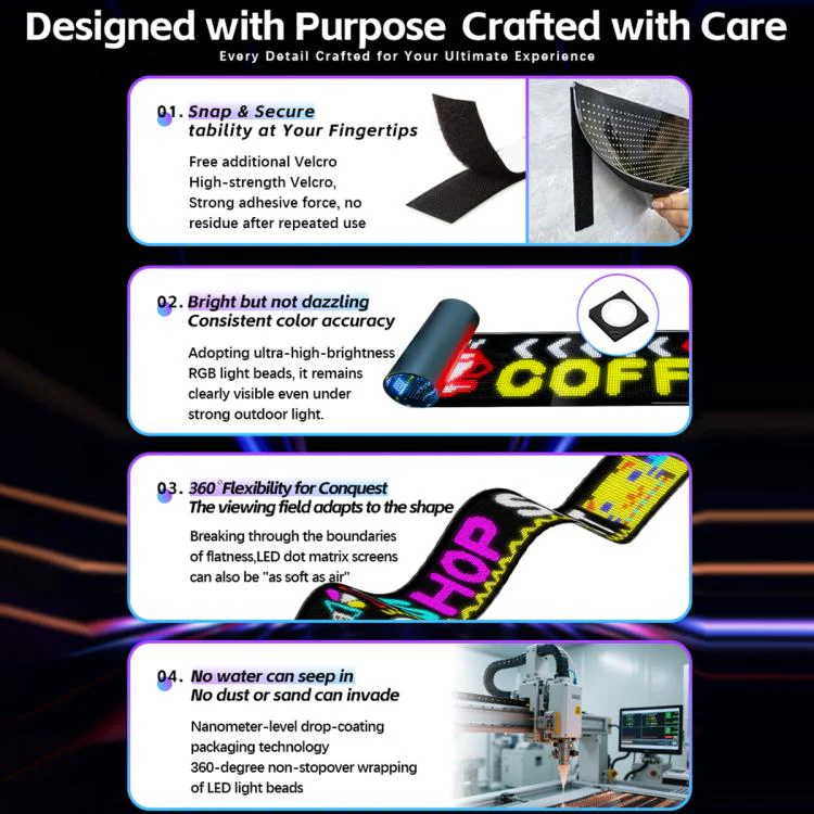 32x448 Pixels Dual Row Ultra-Thin LED Flexible Advertising Matrix Display Screen, Size: 334 x 29.4cm(EU Plug) - Image 8