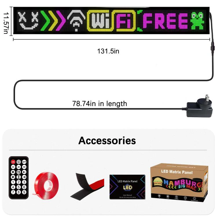 32x448 Pixels Dual Row Ultra-Thin LED Flexible Advertising Matrix Display Screen, Size: 334 x 29.4cm(US Plug) - Image 11