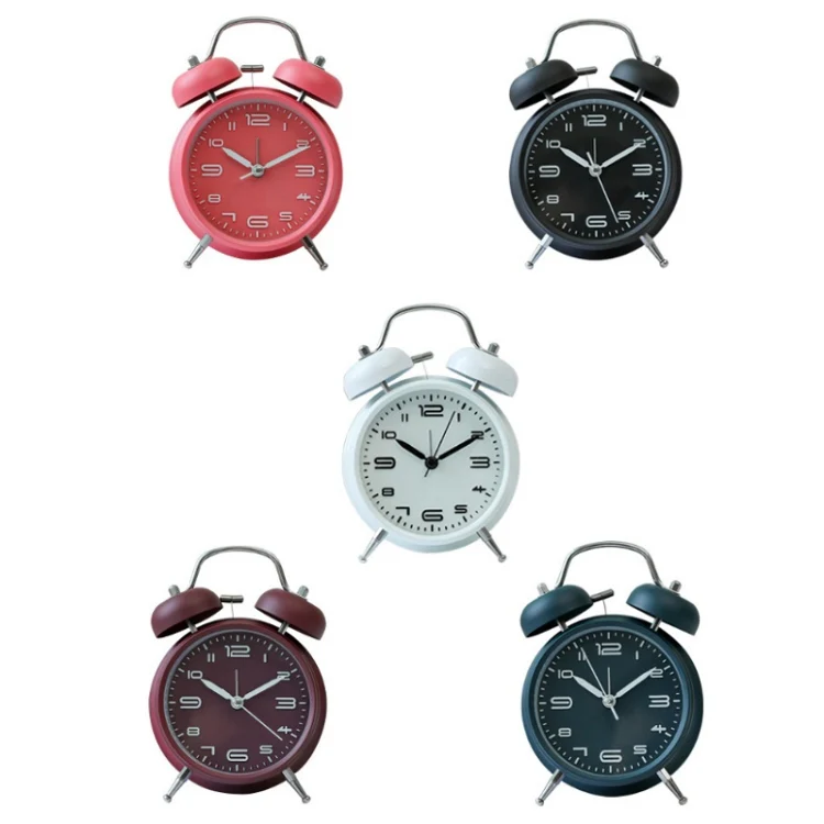 3304T Bedroom Bedside Multifunctional Bell Metal Alarm Clock With Night Light(Navy Blue) - Image 2