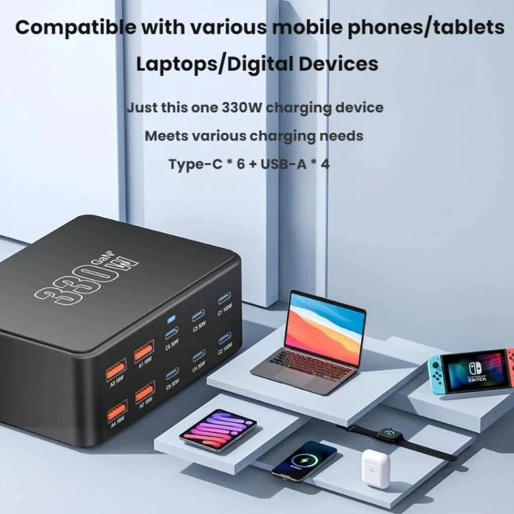 330W GaN Super Fast Charging Multi-Port Charger(EU Plug) - Image 5