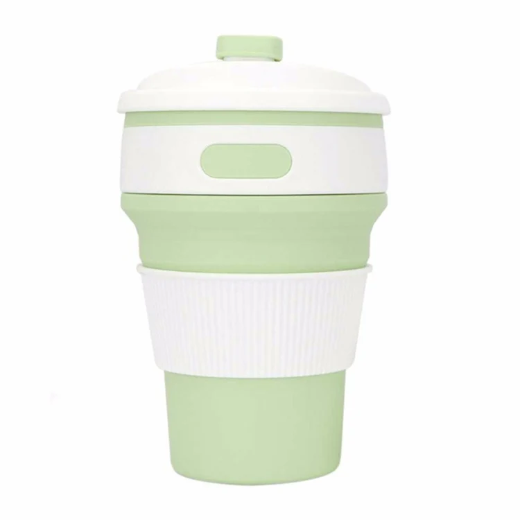 350ml Folding Portable Silicone Coffee Cup Multi-function Travel Cup (Green) - Image 2