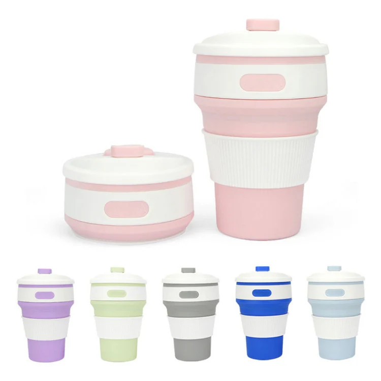 350ml Folding Portable Silicone Coffee Cup Multi-function Travel Cup (Purple) - Image 10