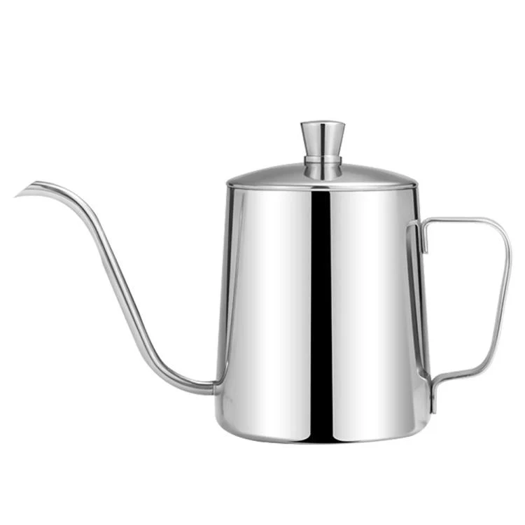 350ml Swan-Necked Narrow-Mouth Stainless Steel Pour-Over Coffee Pot with Lid(Silver)