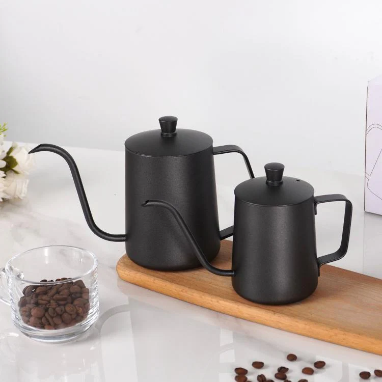 350ml Swan-Necked Narrow-Mouth Stainless Steel Pour-Over Coffee Pot with Lid(Silver) - Image 10