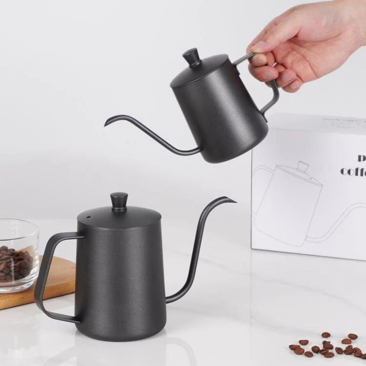 350ml Swan-Necked Narrow-Mouth Stainless Steel Pour-Over Coffee Pot with Lid(Silver) - Image 7