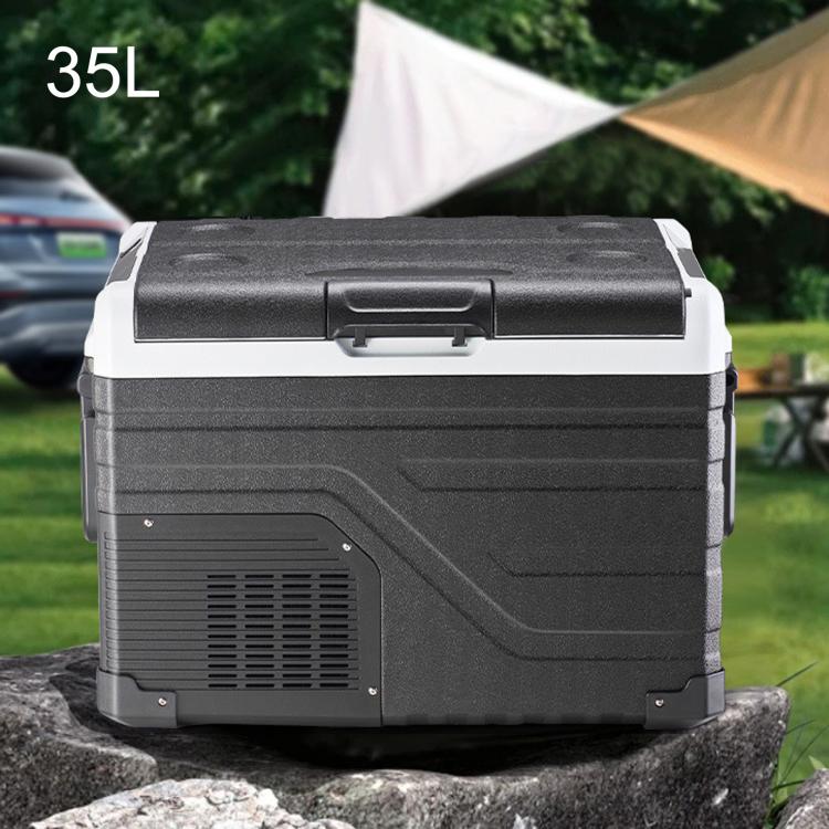 35L Portable Compressor Car Fridge Dual Temperature Control Vehicle Refrigerator With Wheels