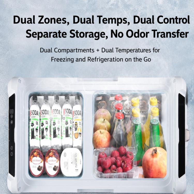 35L Portable Compressor Car Fridge Dual Temperature Control Vehicle Refrigerator With Wheels - Image 10