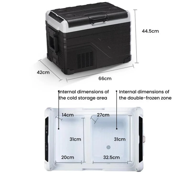 35L Portable Compressor Car Fridge Dual Temperature Control Vehicle Refrigerator With Wheels - Image 2