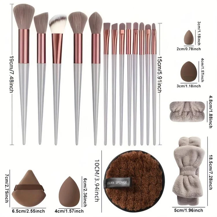 35pcs /Set Makeup Facial Cleansing Puff Makeup Tool Set, Color: Brown - Image 3