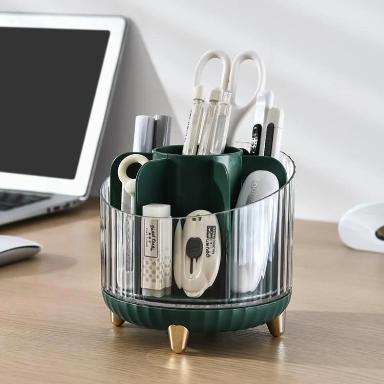 360-degree Rotating Makeup Organizer for Vanity Multi-Grid Spinning Cosmetic Storage Box for Brushes, Lipsticks and Skincare(Green) - Image 5