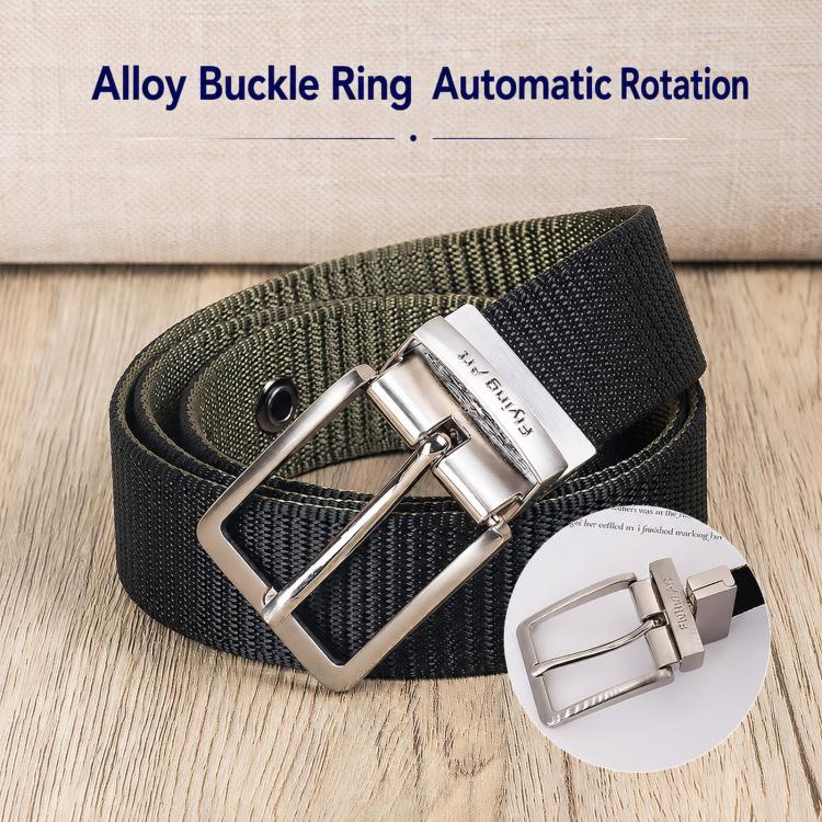 360 Degree Rotating Pin Buckle Belt Men Casual Nylon Alloy Belt, Length: 115cm(Black White Stripes) - Image 2