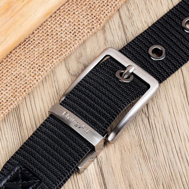 360 Degree Rotating Pin Buckle Belt Men Casual Nylon Alloy Belt, Length: 125cm(Army Green Khaki) - Image 3