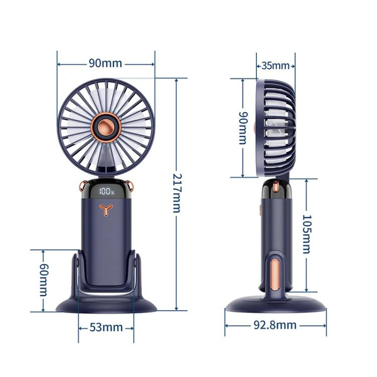 360-Degree Rotation Foldable Handheld Desk Fan Wall Mounted Rechargeable Portable Mini Fan(White) - Image 11