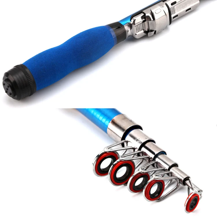 36cm Portable Telescopic Sea Fishing Rod Mini Fishing Pole, Extended Length : 2.1m, Blue Clip Reel Seat - Image 4