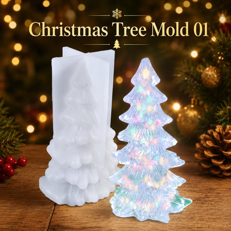 3D Christmas Tree Candle Mold Silicone Pine Tree Resin Mold for Epoxy Casting(02)