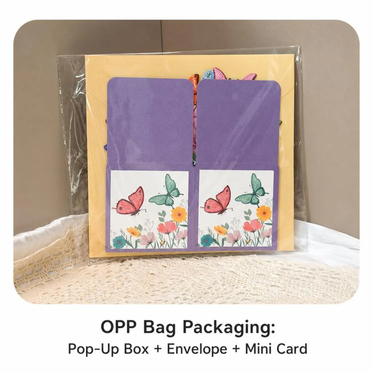 3D Pop-Up Box Butterfly Greeting Card Purple Butterfly Blessing Card - Image 6