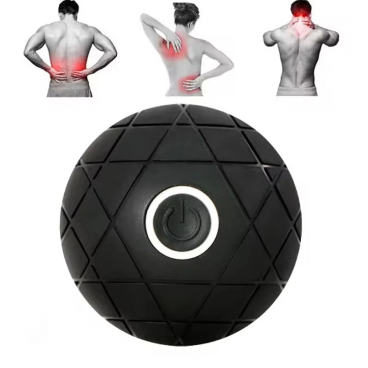 3D Vibrating Yoga Ball Muscle Relaxation Massage Fitness Ball Rechargeable Handheld Silicone Massage Ball(Black)