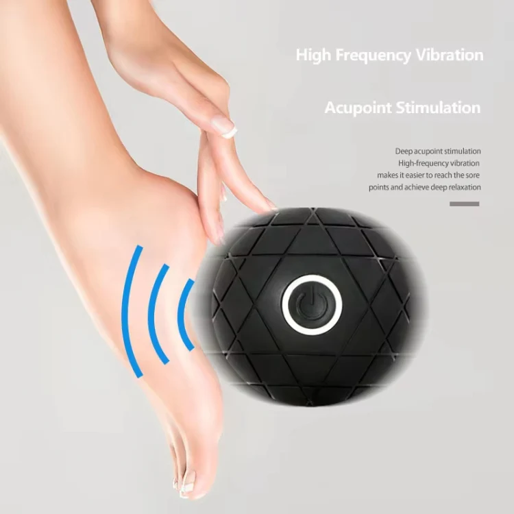 3D Vibrating Yoga Ball Muscle Relaxation Massage Fitness Ball Rechargeable Handheld Silicone Massage Ball(Black) - Image 2