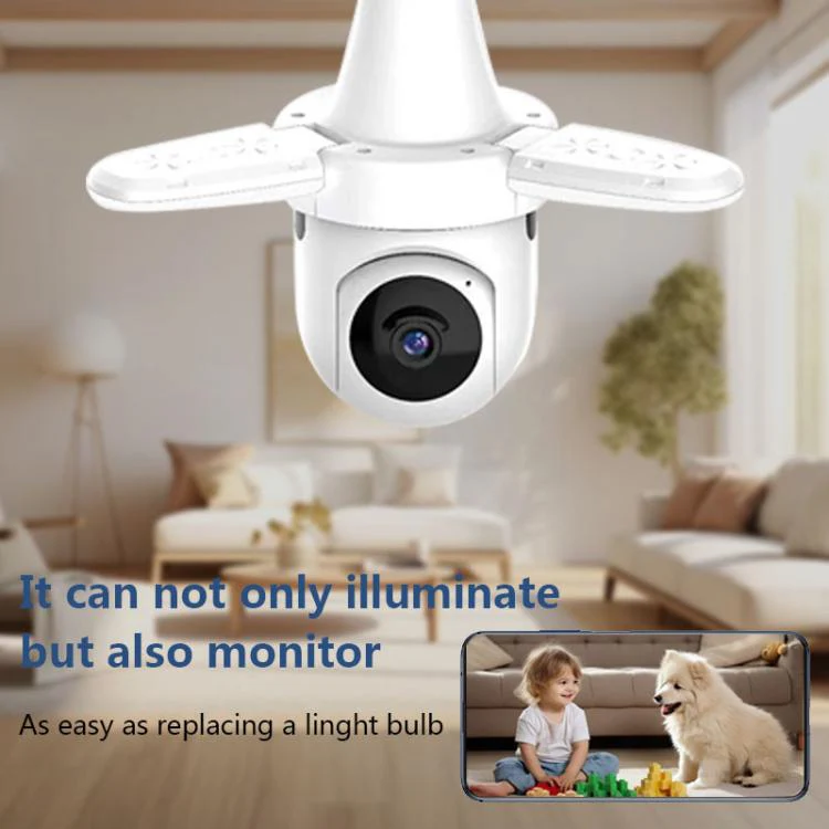3MP HD Smart Three-Blade Fan Light Bulb Style Wireless WiFi Surveillance Camera, Specification:5.0GHz(White) - Image 3