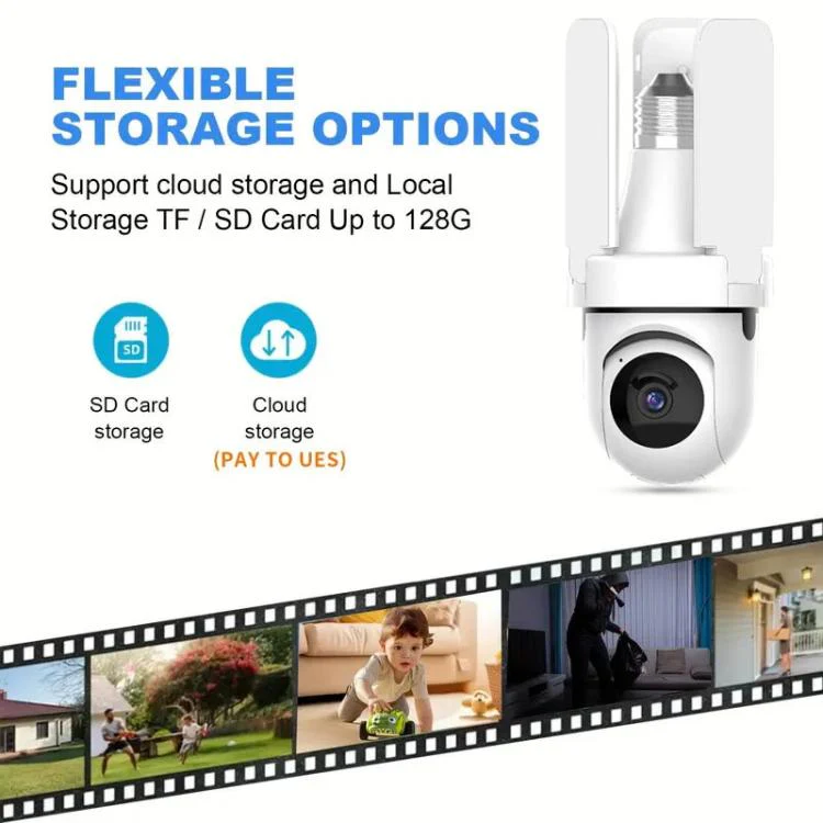 3MP HD Smart Three-Blade Fan Light Bulb Style Wireless WiFi Surveillance Camera, Specification:5.0GHz(White) - Image 7