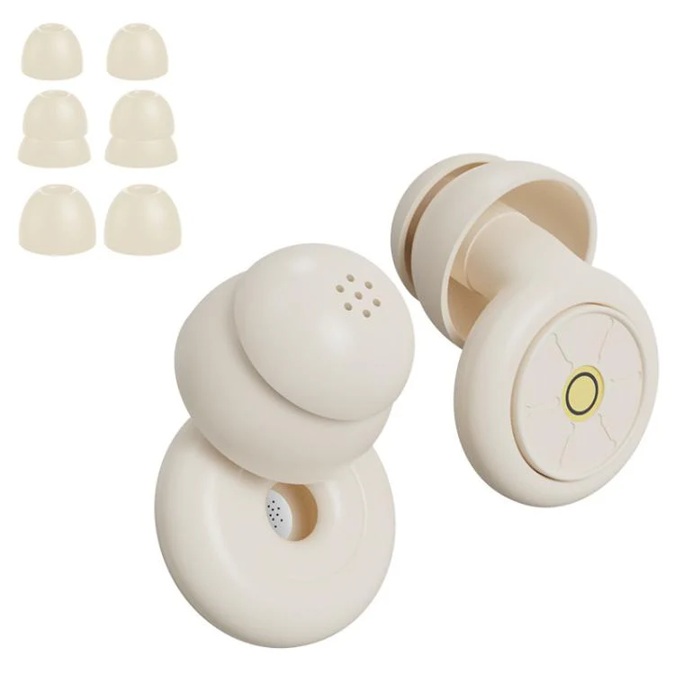 3pairs /Box Noise Reduction Sleep Filter Ring Earplugs(Beige)
