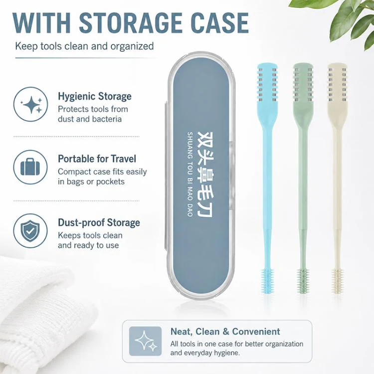 3pcs/Pack 360 Degree Rotating Double Blade Design Double Head Nose Hair Razor(Creamy Yellow+Blue+Green) - Image 4