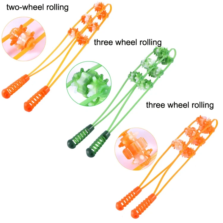 3PCS Plastic Back Puller Shoulder Waist Back Manual Roller Massager, Style: Two Wheels (Yellow) - Image 2