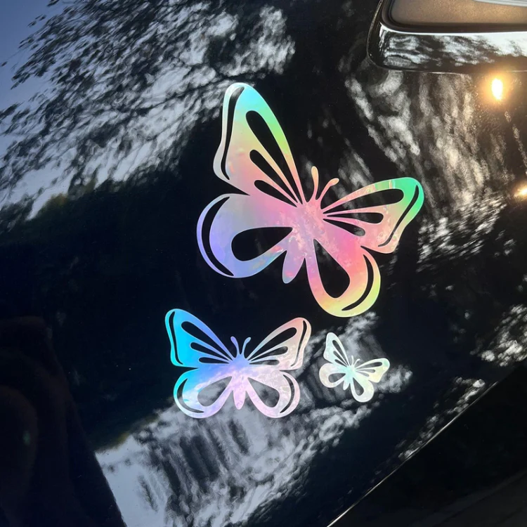 3pcs /Set Butterfly Hollow Car Scratch Decorative Fuel Tank Cap Sticker(Colorful) - Image 3
