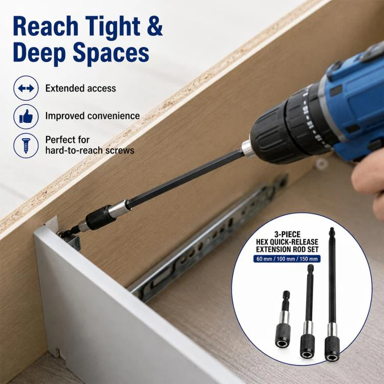 3pcs / Set Hexagonal Electric Drill Driver Extension Quick Conversion Bits(60+100+150mm) - Image 10